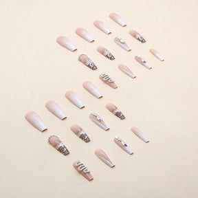 Sweet Cool Long Ballet Nails Euro Ins Style Shiny Diamond Silver Snake Gradient Wholesale