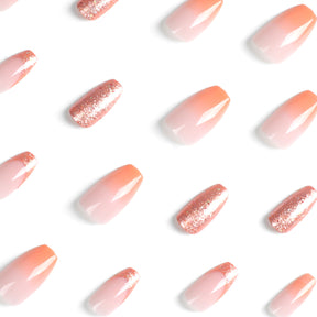 Removable Orange Gradient Shimmer Nail Tips