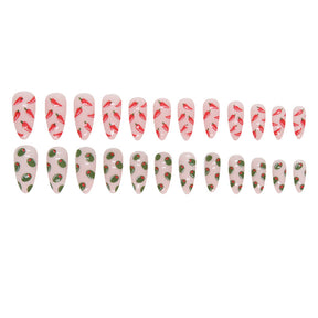 Almond Red Chili Pepper Nails Cute Ins Style