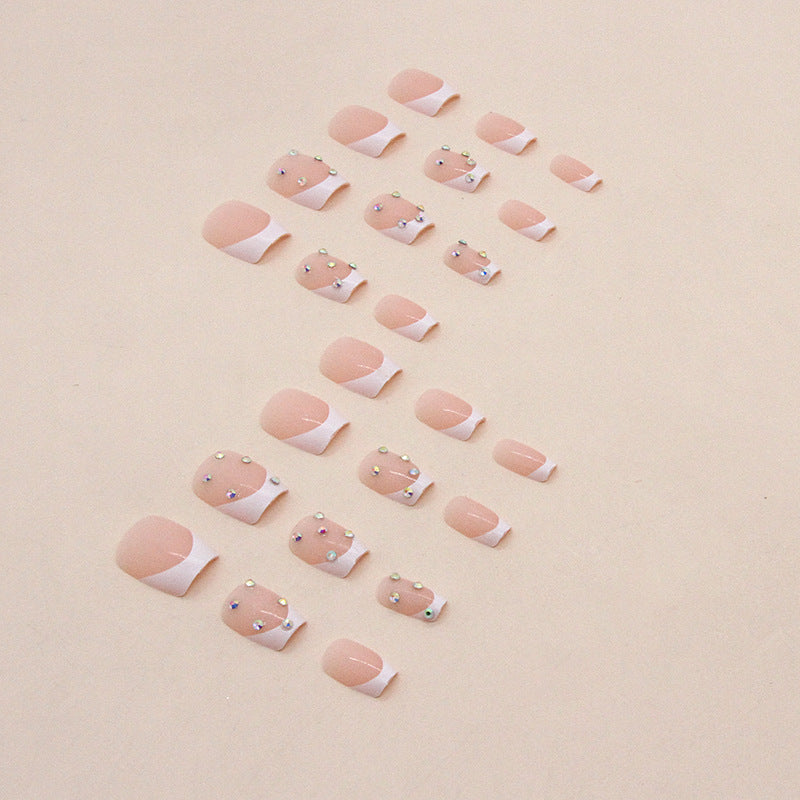 Short Ballet-Inspired White French Tip Nail Wraps for Fall Nails