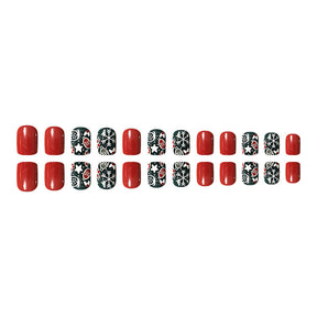 Removable Christmas Light Red Nail Tips