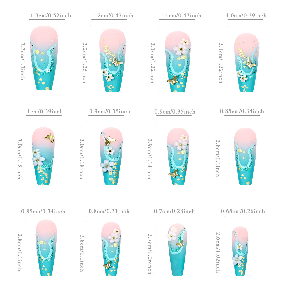 3D Camellia Butterfly Nail Tips