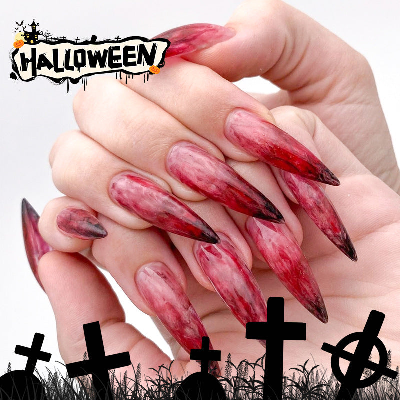 Gothic Blood Drop Stiletto Acrylic Nails for Halloween