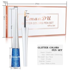 White Glitter Eyeliner Pen Makeup Set High Shine Blue Pink Eye Liner Kit Make Up Long-Last Gel