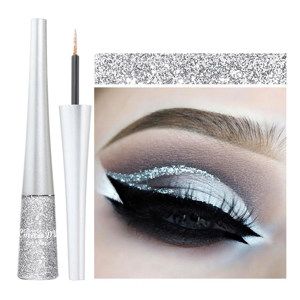 White Glitter Eyeliner Pen Makeup Set High Shine Blue Pink Eye Liner Kit Make Up Long-Last Gel