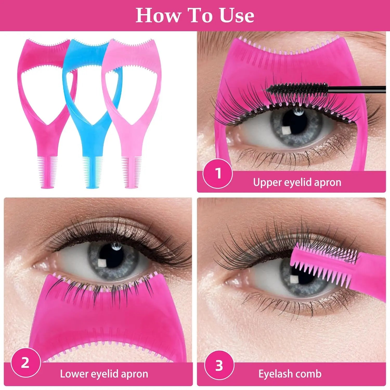 Professional Three-in-One Eyelash Card Three-dimensional Extension Grafting Aid Mascara Applicator