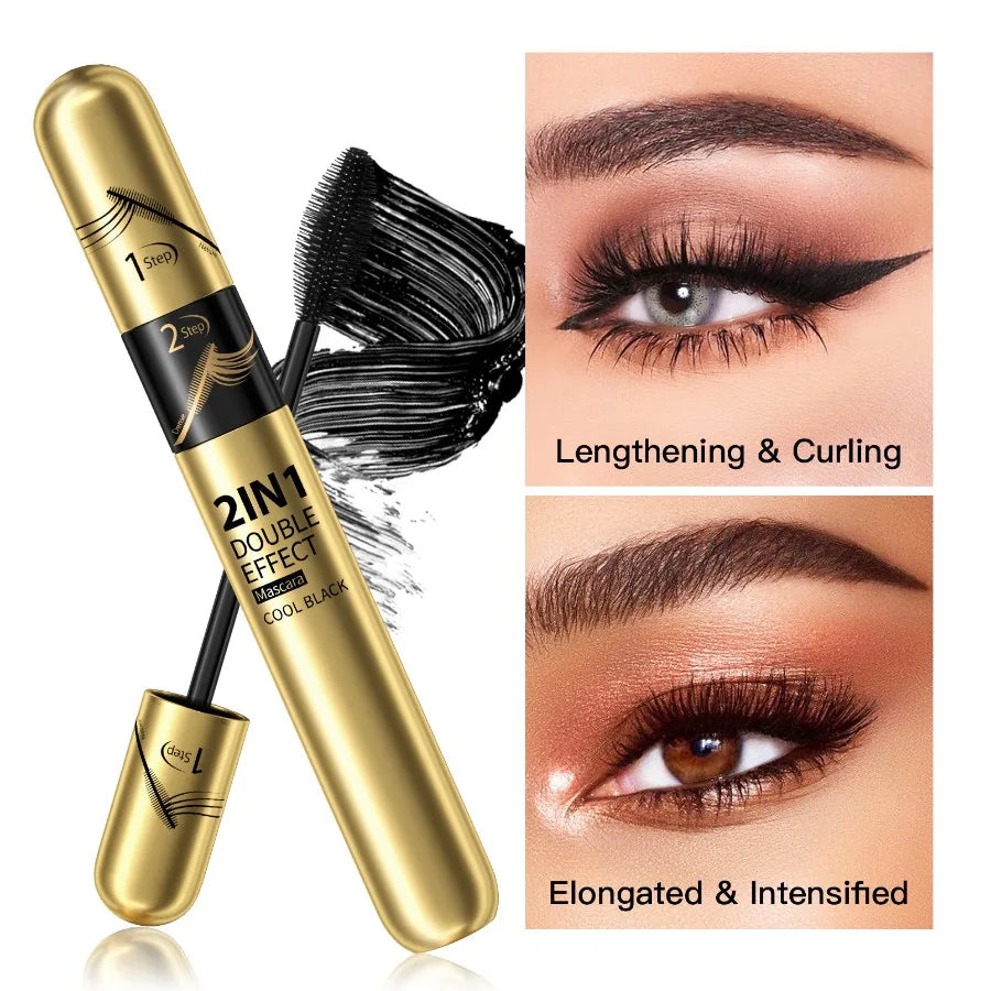 Makeup Silvery 2 In 1 Diamond Twinkle Glitter + Black Mascara Big Eyes Flash Shine Eyelash