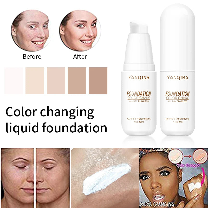 Magic Color Change Thin Moisturizing Liquid Foundation Face Makeup Smooth Natural Concealer