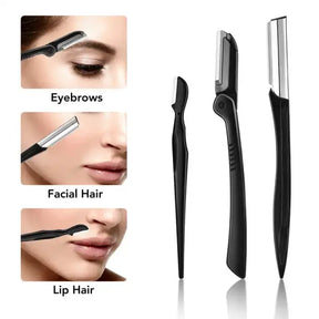 Black Eyebrow Trimming Scissors Stainless Steel Tweezers Eyebrow Scraping Eyebrow Comb Razor