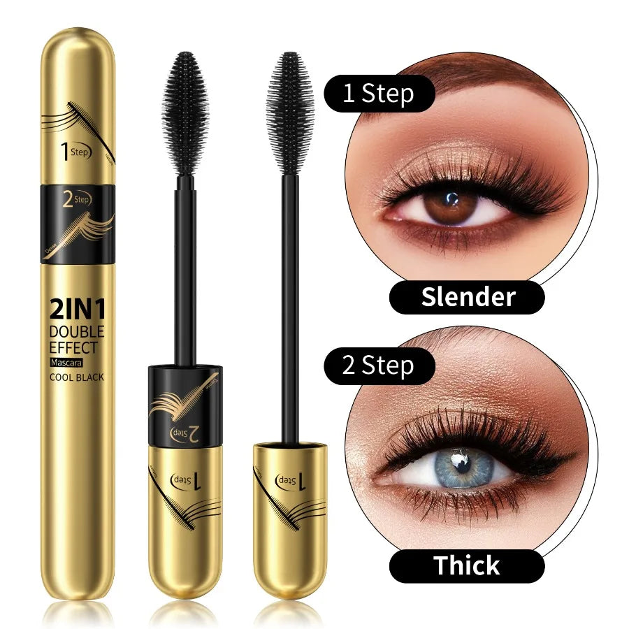 Makeup Silvery 2 In 1 Diamond Twinkle Glitter + Black Mascara Big Eyes Flash Shine Eyelash