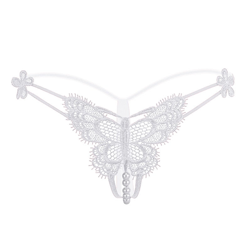 Women Lace Panties Thongs Pearl Pendant Female Embroidery G-String T-Back Briefs Underwear Adjustable Ladies Sexy Lingerie
